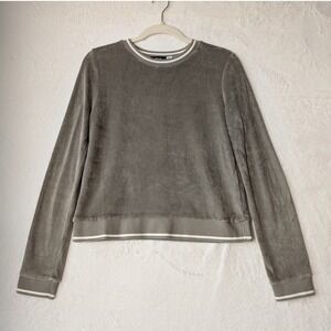 BDG Medium Gray Velour Pullover Sweatshirt Long Sleeve Crewneck Urban Outfitters